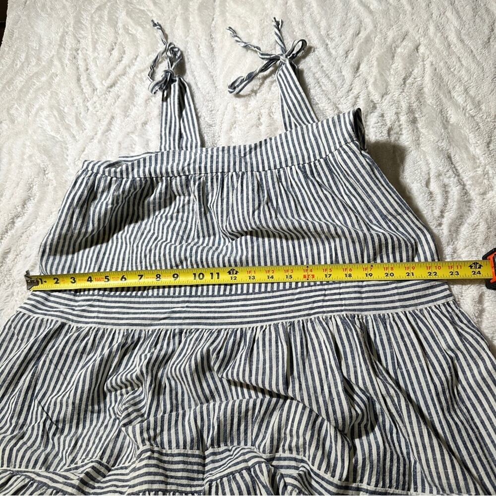 Flower &Feather Coastal Stripe Tie Shoulder Midi Dress Size L Resort Cottagecore - Picture 5 of 16